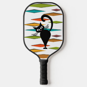 Schwarze Katze aus der Mitte des Jahrhunderts Pickleball Schläger