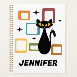 Schwarze Katze aus der Mitte des Jahrhunderts Planer