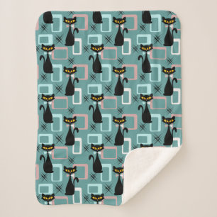 Schwarze Katze aus der Mitte des Jahrhunderts Sherpadecke