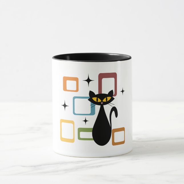 Schwarze Katze aus der Mitte des Jahrhunderts Tasse (Zentrum)
