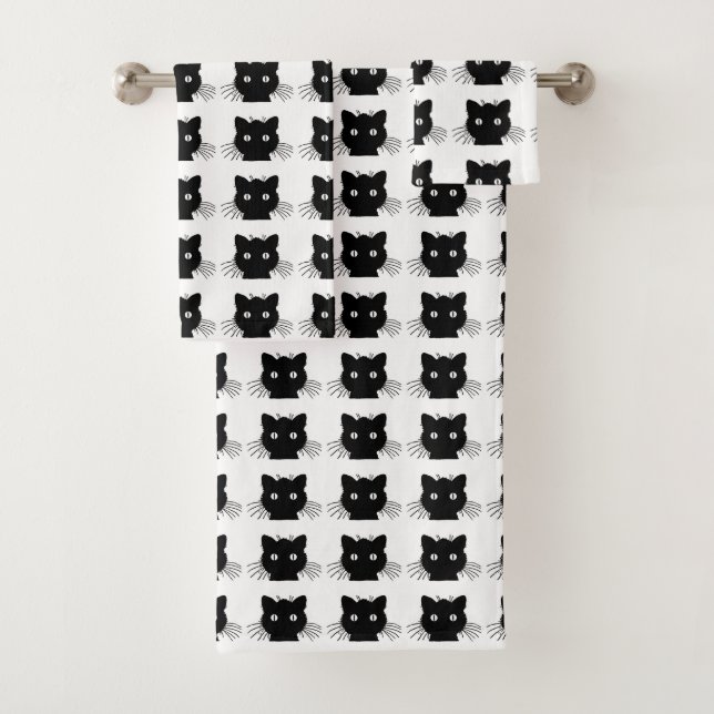 Schwarze Katze Badhandtuch Set (Insitu)