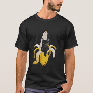 Schwarze Katze Banane - Lustige Süße Grafik Katze T-Shirt