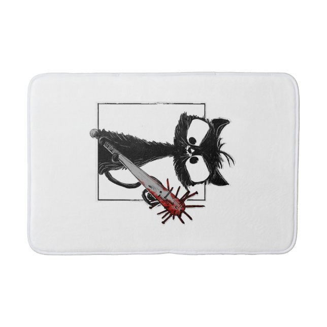 Schwarze Katze Baseball Horror Halloween Badematte (Vorderseite)