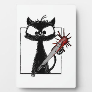 Schwarze Katze Baseball Horror Halloween Fotoplatte