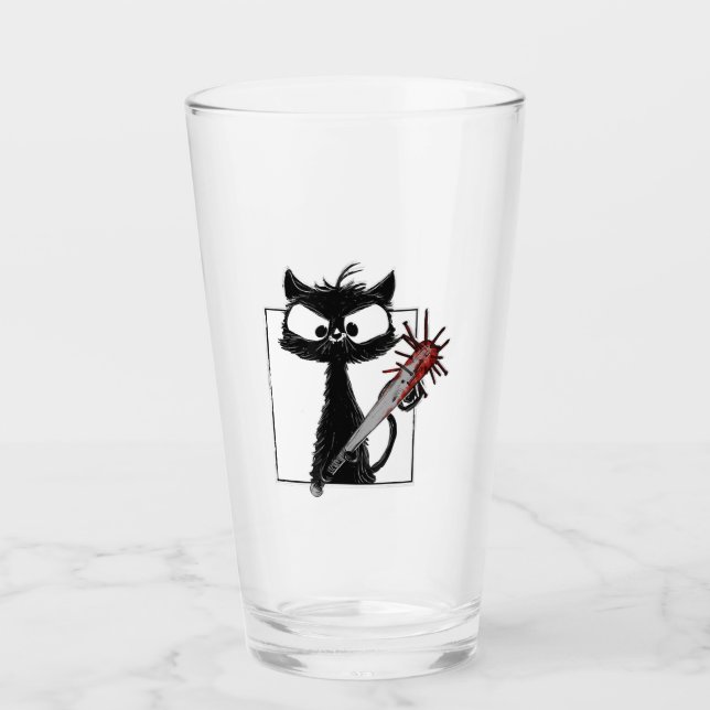 Schwarze Katze Baseball Horror Halloween Glas (Vorderseite)