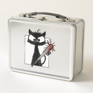 Schwarze Katze Baseball Horror Halloween Metall Brotdose