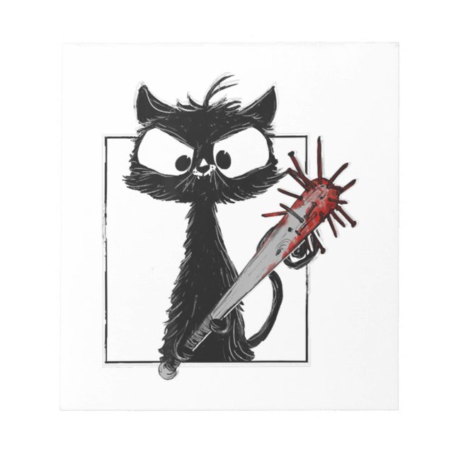 Schwarze Katze Baseball Horror Halloween Notizblock (Vorderseite)