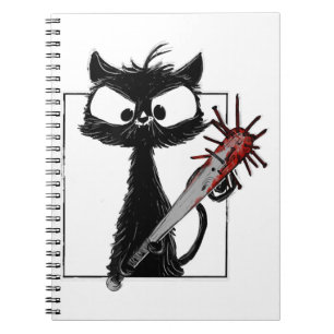 Schwarze Katze Baseball Horror Halloween Notizblock