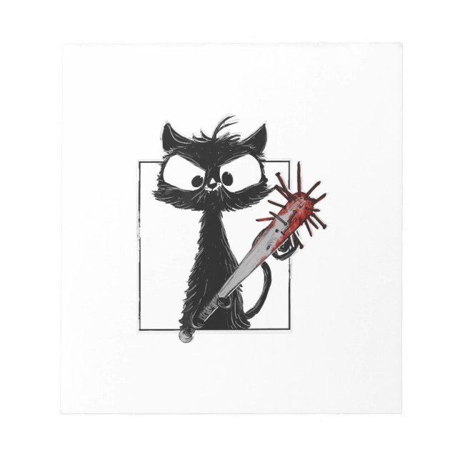 Schwarze Katze Baseball Horror Halloween Notizblock (Vorderseite)
