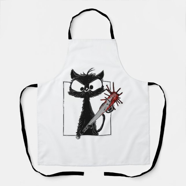 Schwarze Katze Baseball Horror Halloween Schürze (Vorderseite)