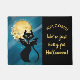 Schwarze Katze | Battkatze | Elegantes Halloween 1 Fußmatte