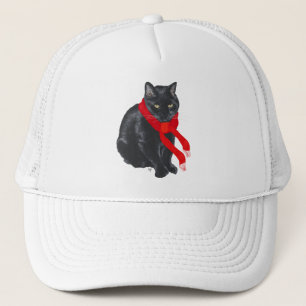 Schwarze Katze Behalte zu Weihnachten warm Truckerkappe