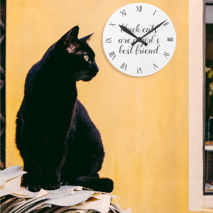 Schwarze Katze beste Freundin benutzerdefinierte Z Runde Wanduhr