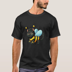 Schwarze Katze Biene Haustier Lustiges Tier T-Shirt