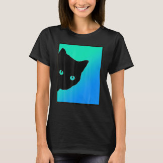 Schwarze Katze Blau Grün von Katzen gestopft T-Shirt