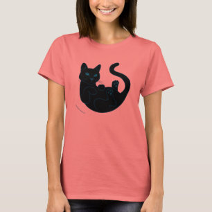 Schwarze Katze, blaue Augen. T-Shirt