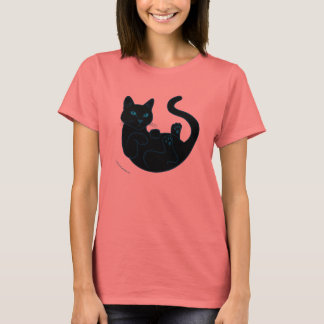Schwarze Katze, blaue Augen. T-Shirt