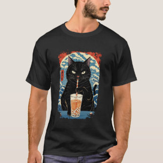 Schwarze Katze Boba Tee Bubble Tea Japanisches Vin