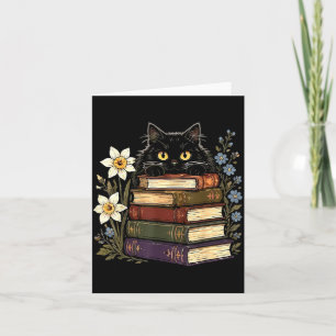Schwarze Katze Buchliebhaberin Karte