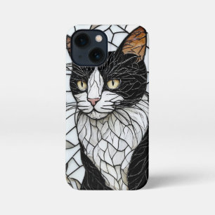 Schwarze Katze Buntglas Mystische Katzengestaltung iPhone 13 Mini Hülle