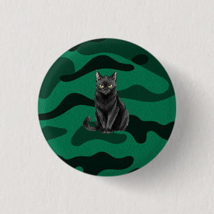 Schwarze Katze Button