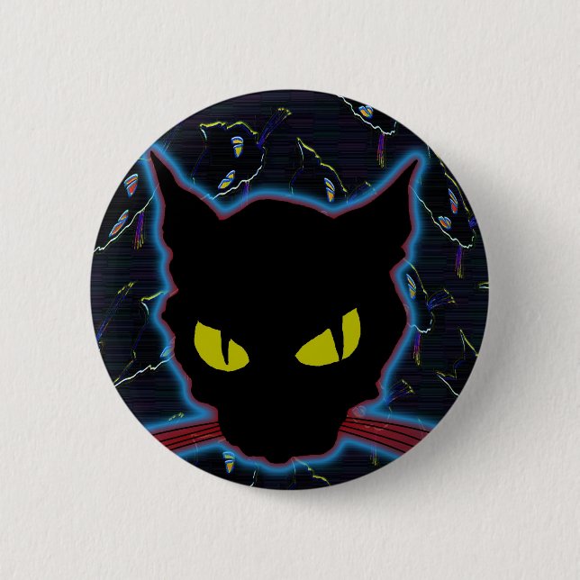 schwarze Katze Button (Vorderseite)