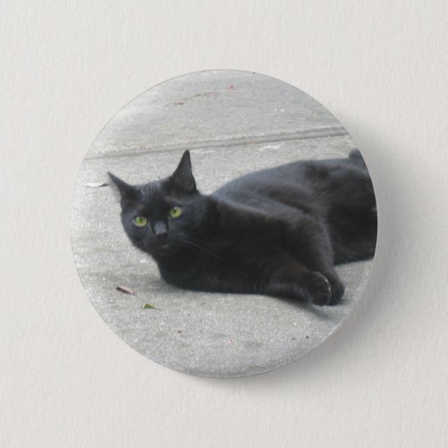 Schwarze Katze Button (Vorderseite)
