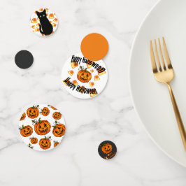 Schwarze Katze, Candy-Mais-Muster, Halloween-Kürbi Konfetti