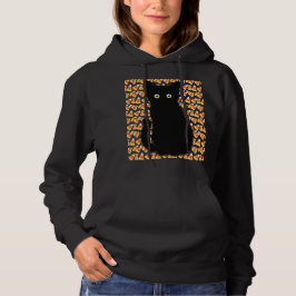 Schwarze Katze, Candy Mais Muster, Halloween-Spaß Hoodie