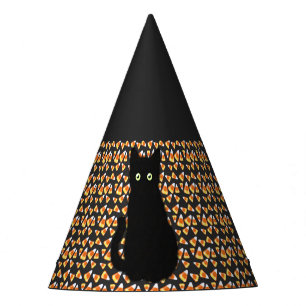 Schwarze Katze, Candy Mais Muster, Halloween-Spaß Partyhütchen