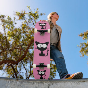 SCHWARZE KATZE-CARTOON-PINK-SKATEBOARD-DECK SKATEBOARD