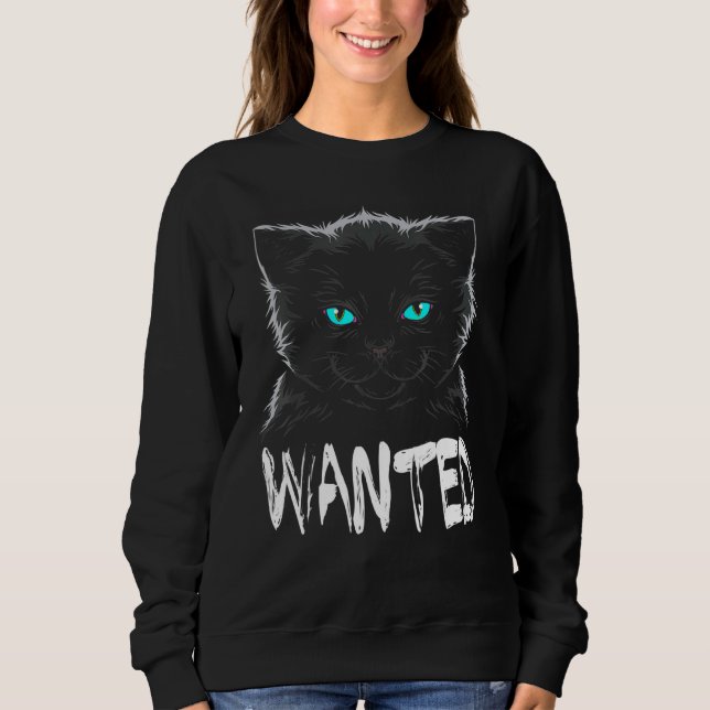 Schwarze Katze Cool Gewollt Sweatshirt (Vorderseite)