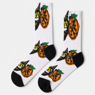 Schwarze Katze coole Kürbis-Pfad Socken