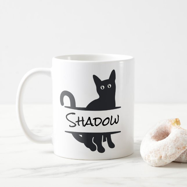 Schwarze Katze Custom Kaffeetasse (Mit Donut)