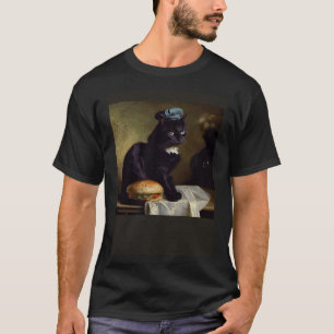 Schwarze Katze denkt Hamburger T-Shirt