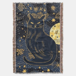 Schwarze Katze des Sternenhimmel-Krötenblankets Decke