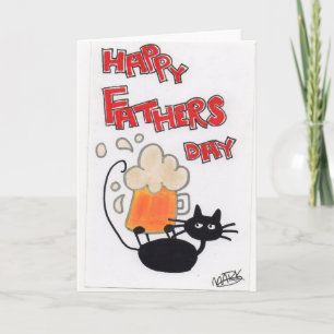 Schwarze Katze des Vatertags Karte