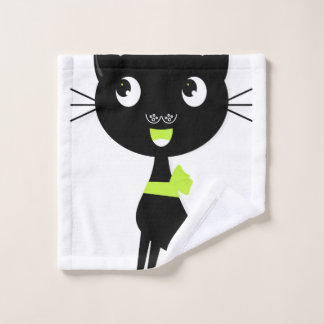 Schwarze Katze des Washcloth Waschlappen