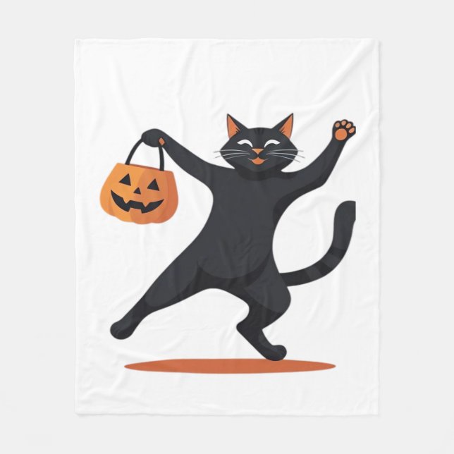 Schwarze Katze, die am Halloween-Bash heranreift u Fleecedecke (Vorderseite)