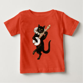 Schwarze Katze, die Banjo spielt Baby T-shirt