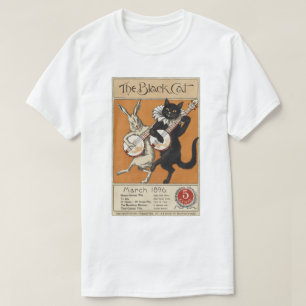 Schwarze Katze, die Banjo, unbekannten Künstler T-Shirt