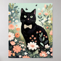 Schwarze Katze, die eine Krawatte trägt, sitzend