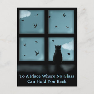 Schwarze Katze, die heraus Fenster Himmel Postkarte