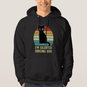 Schwarze Katze, die ich schweigend beurteile, dass Hoodie