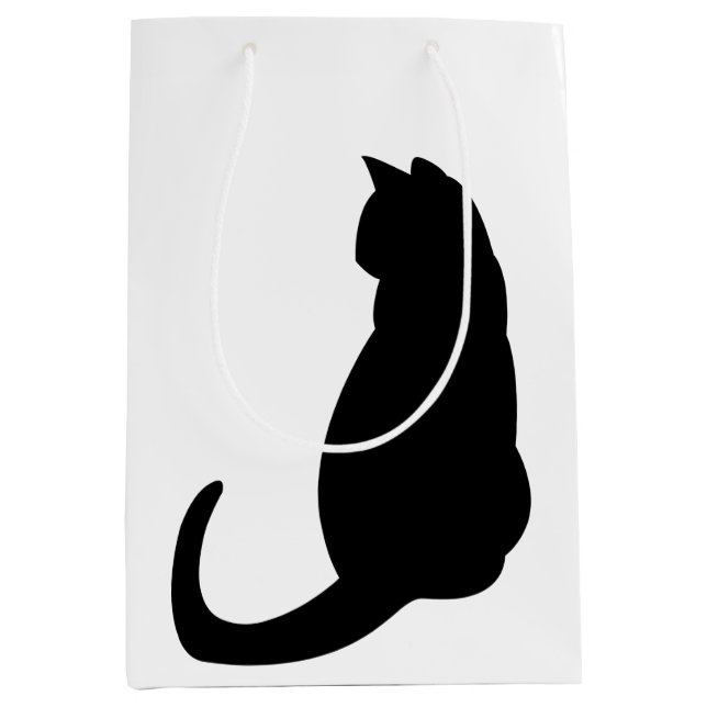 Schwarze Katze doppelseitig Mittlere Geschenktüte (Vorderseite)