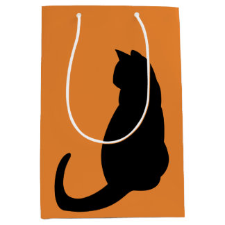 Schwarze Katze doppelseitig Mittlere Geschenktüte