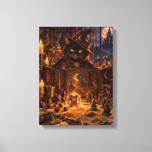 Schwarze Katze Dungeon Master Fantasy-Kunst Leinwanddruck