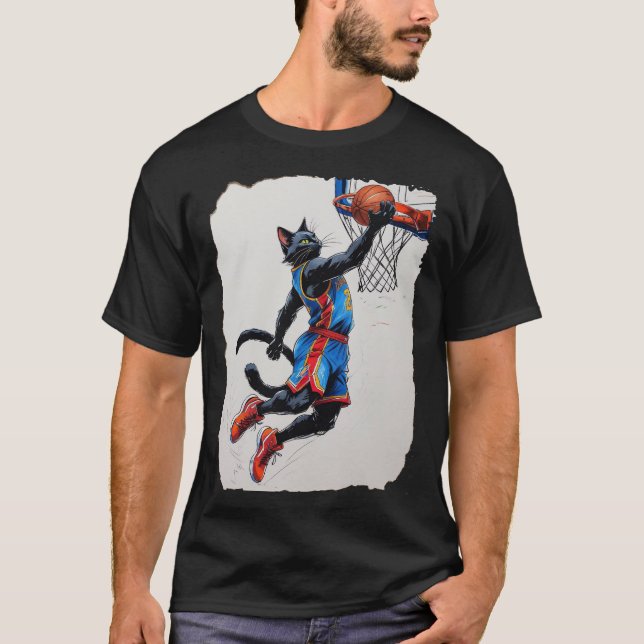 Schwarze Katze Dunk! T-Shirt (Vorderseite)