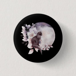 Schwarze Katze durch einen magischen Vollmond Button