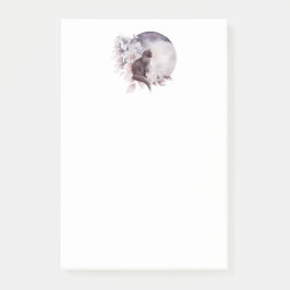 Schwarze Katze durch einen magischen Vollmond Post-it Klebezettel